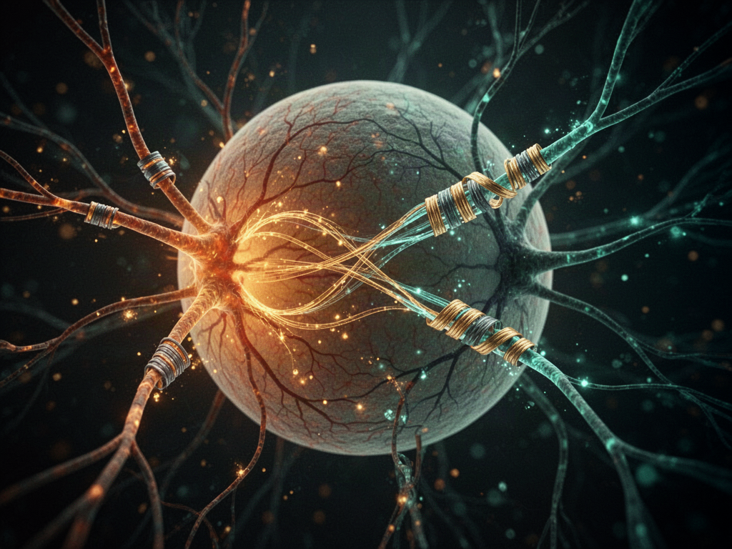 Wissenschaftliche UAP-Illustration neu organisierter Netzhaut-Synapsen